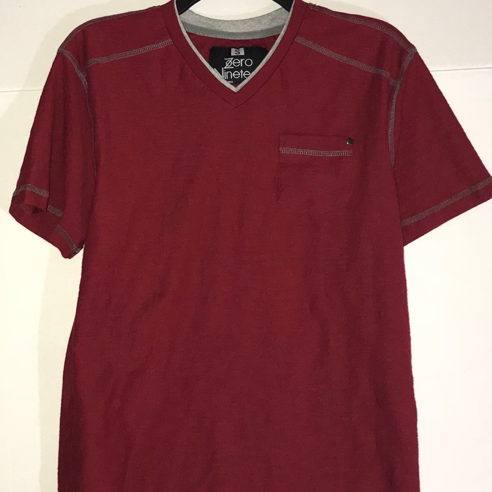 Zero Nineteen red v-neck shirt